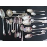 A collection of silver flatware including a ladle - total weight approx 21 troy oz