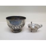 A silver presentation bowl and a silver sweet meat dish - total weight approx 13 troy oz