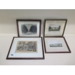 Three prints of Norfolk Halls - Norton Hall, Cossey Hall, West Acre High House and a coloured