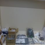 Assorted Wargaming buildings, trees, figures - please see images for vendors listing - also a box of