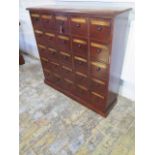 A mahogany 25 drawer chemists/shop cabinet made by a local craftsman to a high standard - Height