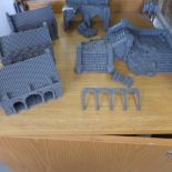 Wargaming Lord of the Rings plastic unpainted Gondorian buildings/ruins - one has slight damage