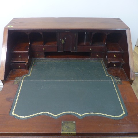 A Georgian mahogany bureau with a well fitted interior over four drawers - Width 84cm x Height 96cm - Image 2 of 4