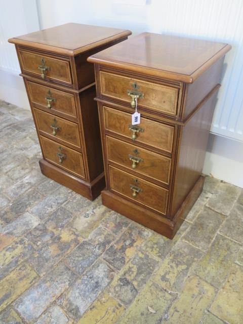 A pair of burr walnut four drawer bedside chests made by a local craftsman to a high standard - - Image 2 of 4