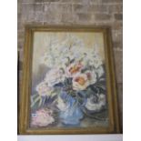 Marion Bloom signed watercolour still life in a gilt frame, some losses to frame otherwise generally