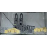 Lord of the Rings unpainted plastic sectional buildings, 10 trees and hayricks, ladders