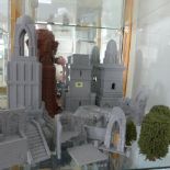 Lord of the Rings Middle Earth plastic sectional Gondor tower buildings and three trees