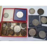 A small collection of coins to include a Victorian Crown, 1935 Crown and a 1797 Cartwheel