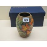 A circa 1977 Moorcroft Flame of the Forest vase - Height 13cm - in good condition - boxed