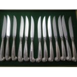 A set of 13 sterling silver handle pistol grip knives by Williamsberg Restoration the Steiff Factory