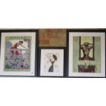 Three reproduction Art Deco Vogue prints - all well mounted and framed - largest 68cm x 57cm