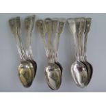 12 silver teaspoons various dates, makers all with the same gauntlet and axe engraving - total