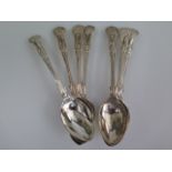 Seven silver Kings pattern spoons all maker JR - Length 18cm varying dates - total weight approx