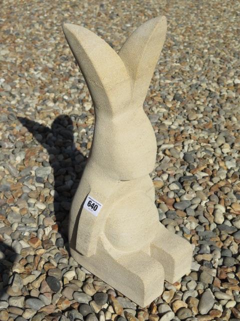 A new natural limestone stylized rabbit carving, hand carved in Cambridgeshire - 16cm x 21cm x