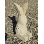 A new natural limestone stylized rabbit carving, hand carved in Cambridgeshire - 16cm x 21cm x