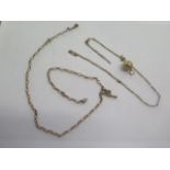 Two 9ct yellow gold broken chains and a 9ct gold football charm - Total weight approx 11 grams