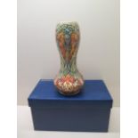 A Moorcroft Flame of the Forest circa 1997 shaped vase - Height 29cm - in good condition - boxed