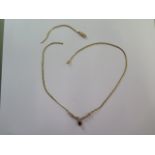 A 9ct yellow gold amethyst necklace - Length 42cm - approx weight 5.6 grams - break to chain