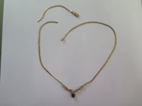 A 9ct yellow gold amethyst necklace - Length 42cm - approx weight 5.6 grams - break to chain