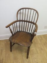 A 19th century ash and elm stick back Windsor chair - Height 89cm, seat height approx 43cm with good