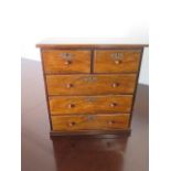 A small sample/apprentice/collectors walnut five drawer chest of drawers - Height 48cm x 46cm x 23cm