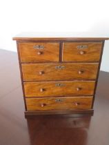 A small sample/apprentice/collectors walnut five drawer chest of drawers - Height 48cm x 46cm x 23cm