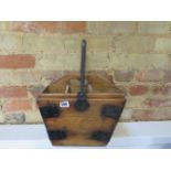 A pine metal bound maid/butlers box - Height 28cm x 31cm x 22cm