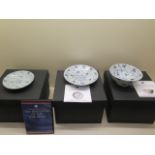 Three Tek Sing cargo flowering lotus dishes/bowl, two with certificates - all boxed from Bradford