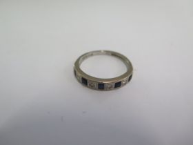 An 18ct white gold diamond and sapphire ring size Q - approx weight 3.8 grams - some light wear