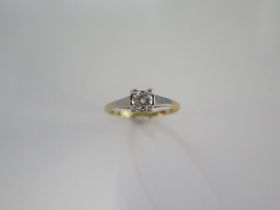 An 18ct yellow gold diamond solitaire ring size O - approx weight 2 grams - diamond bright and