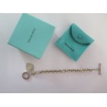 A Tiffany & Co 925 silver watch chain Heart tag bracelet - Length 20cm - approx weight 38 grams -