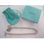 A Tiffany & Co 925 silver watch chain Heart tag necklace - Length 42cm - approx weight 74 grams -