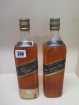 Two bottles of Johnnie Walker Black Label Extras Special Old Scotch Whisky - levels to base of neck