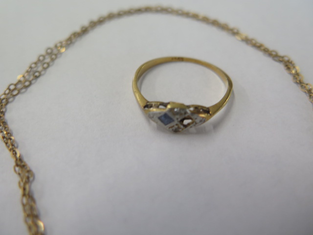 An 18ct ring (missing a stone) and a 15ct pearl pendant on a gilt chain - approx weight 4.6 grams - Image 2 of 2