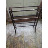 A beechwood dark stained towel rail - Height 90cm x Length 71cm