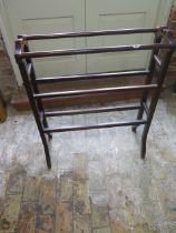 A beechwood dark stained towel rail - Height 90cm x Length 71cm