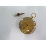 A yellow metal pocket watch, the dust cover engraved Girod A Geneve - 44mm case - with a key,