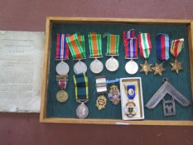 Eight unnamed WWII medals - A Territorial medal to 2074164 Sjt SF Maskell RE, a Kings Medal