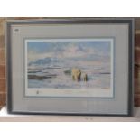 A David Shepherd signed print 138/500 Ice Wilderness - in good condition - Width 62cm x Height 48cm