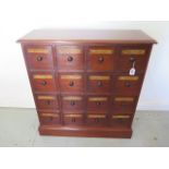 A mahogany 16 drawer chemist chest of small proportions - made by a local craftsman to a high