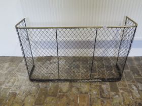 An early 1900's wire and brass fire screen - Height 69cm x 114cm x 30cm