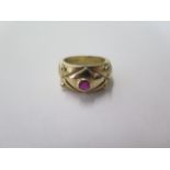 A 14ct yellow gold ring size J - approx weight 6.8 grams - marked 14 to shank - generally good