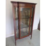 An early 1900's mahogany inlaid corner display cabinet - Height 137cm x Width 75cm - some small