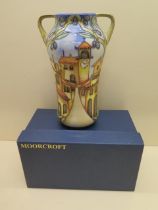 A Moorcroft Cetona pattern twin handle vase by Beverley Wilkes 44/200 2000 - Height 26cm - good