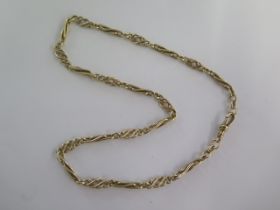 A hallmarked 9ct yellow gold 46cm fancy link watch chain - approx weight 29.3 grams - in good