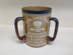 A Doulton Lambeth tyg cup Royal Canoe Club Scratch Fours - Height 15cm - good condition