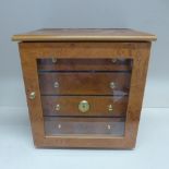 A Humidoro burr wood effect cigar humidor cabinet with four drawers - in good condition - Height