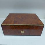 A Dunhill burr wood cigar humidor - some staining to interior but overall good condition, with key -