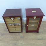 Two rosewood effect modern lockable cigar humidors, one with seven drawers - Height 50cm x 33cm x