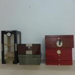 Six cigar humidors including Artamis and Angelo and a counter top humidor - Height 45cm x 22cm x